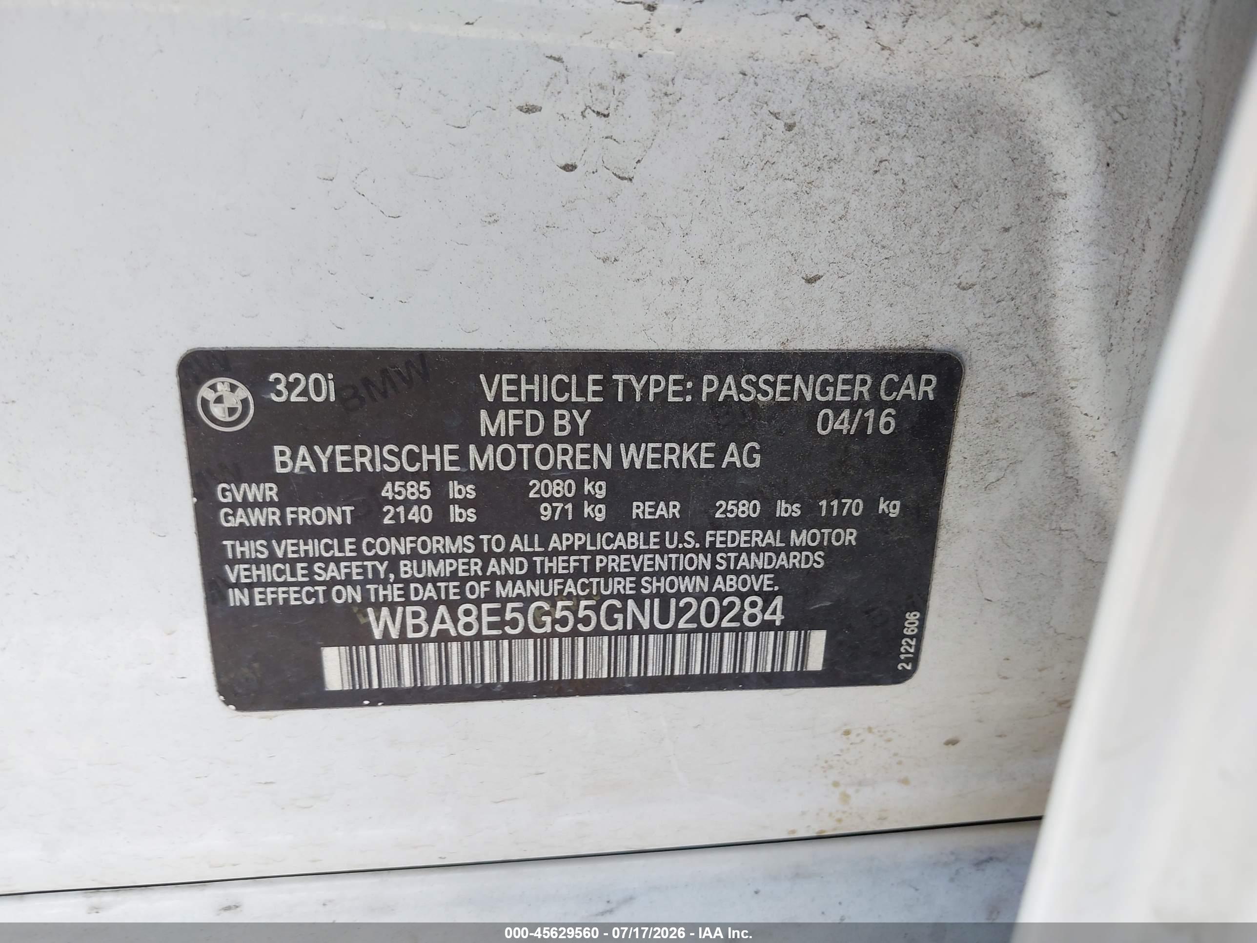 2016 BMW 320I XDRIVE