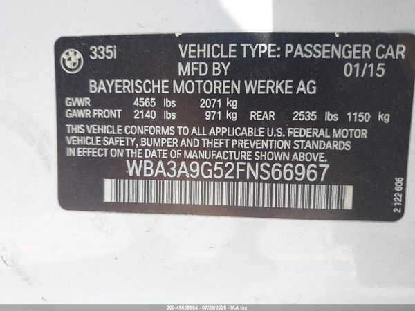 2015 BMW 335I SA