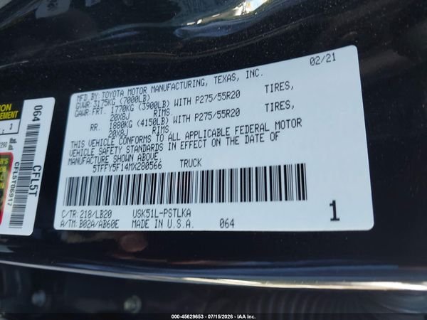 2021 TOYOTA TUNDRA LIMITED