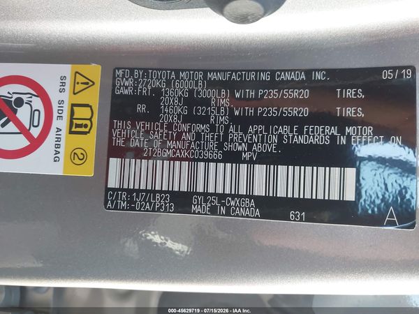 2019 LEXUS RX 450H 450h Standard