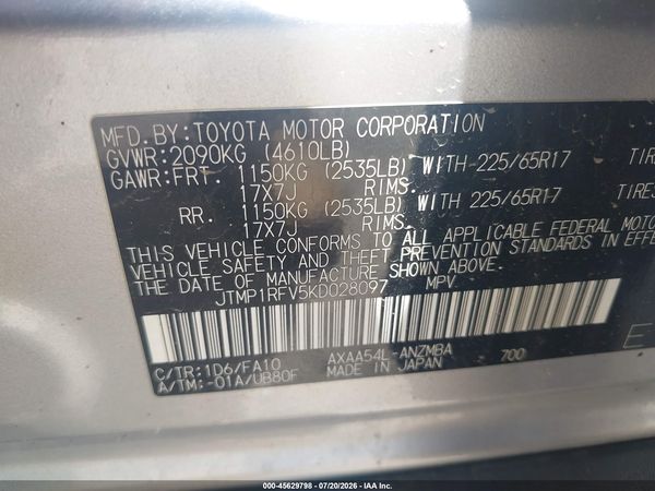 2019 TOYOTA RAV4 XLE