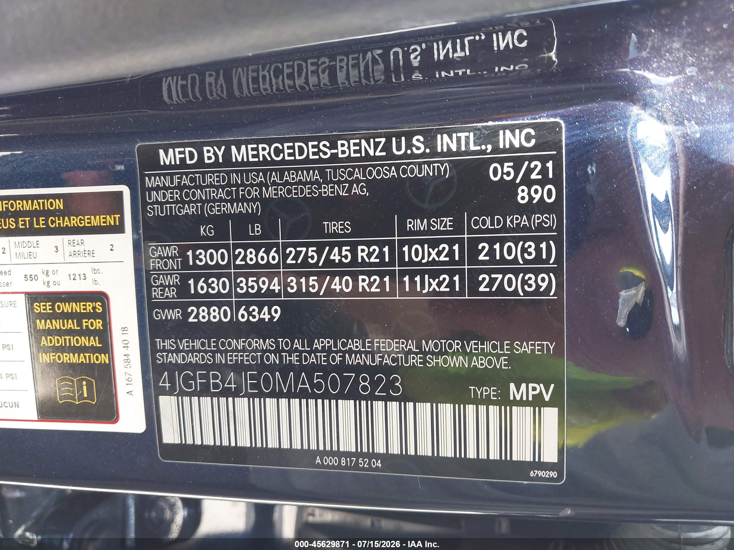 2021 MERCEDES-BENZ GLE 350 GLE350