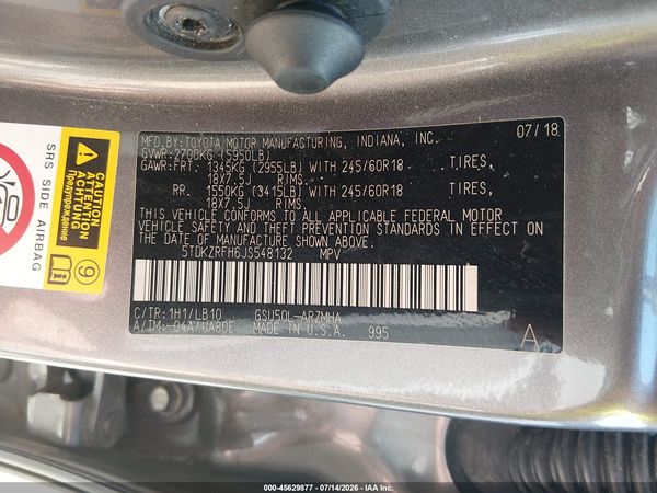2018 TOYOTA HIGHLANDER XLE