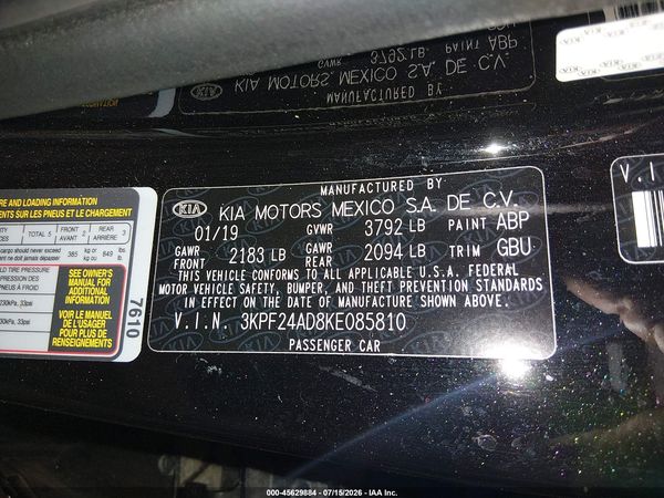 2019 KIA FORTE LXS