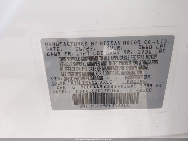 2023 NISSAN KICKS SV XTRONIC CVT — I9