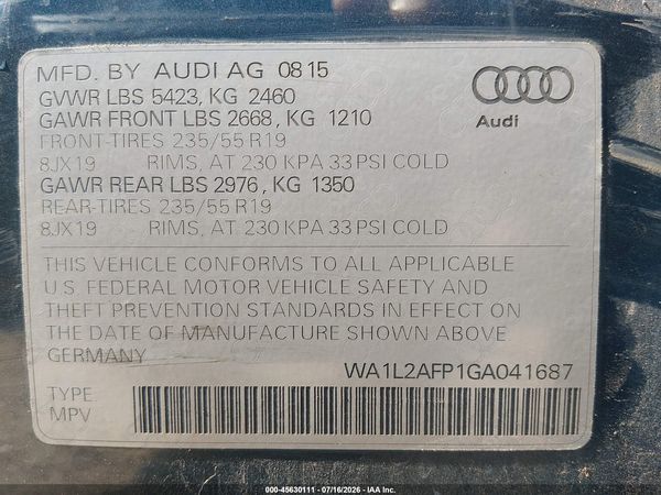 2016 AUDI Q5 2.0T PREMIUM