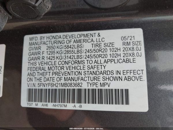 2021 HONDA PILOT AWD SPECIAL EDITION