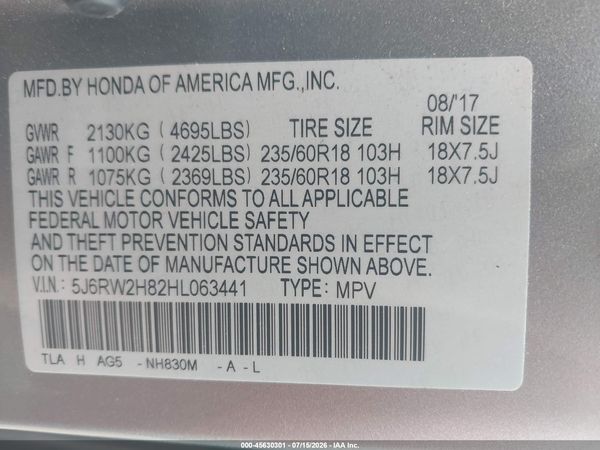 2017 HONDA CR-V EX-L/EX-L NAVI