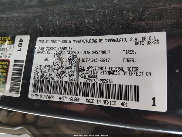 2025 TOYOTA TACOMA SR