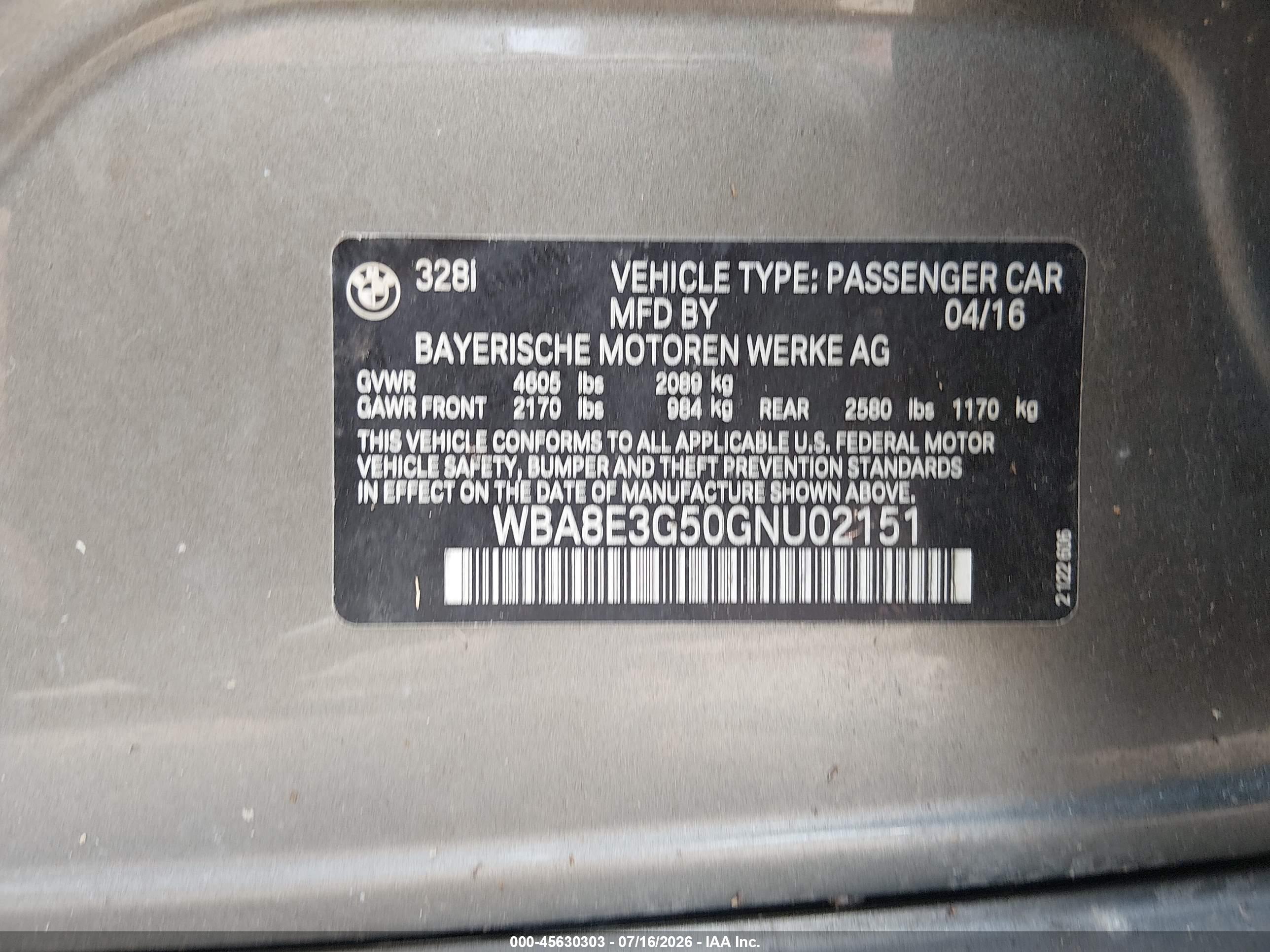 2016 BMW 328I XDRIVE