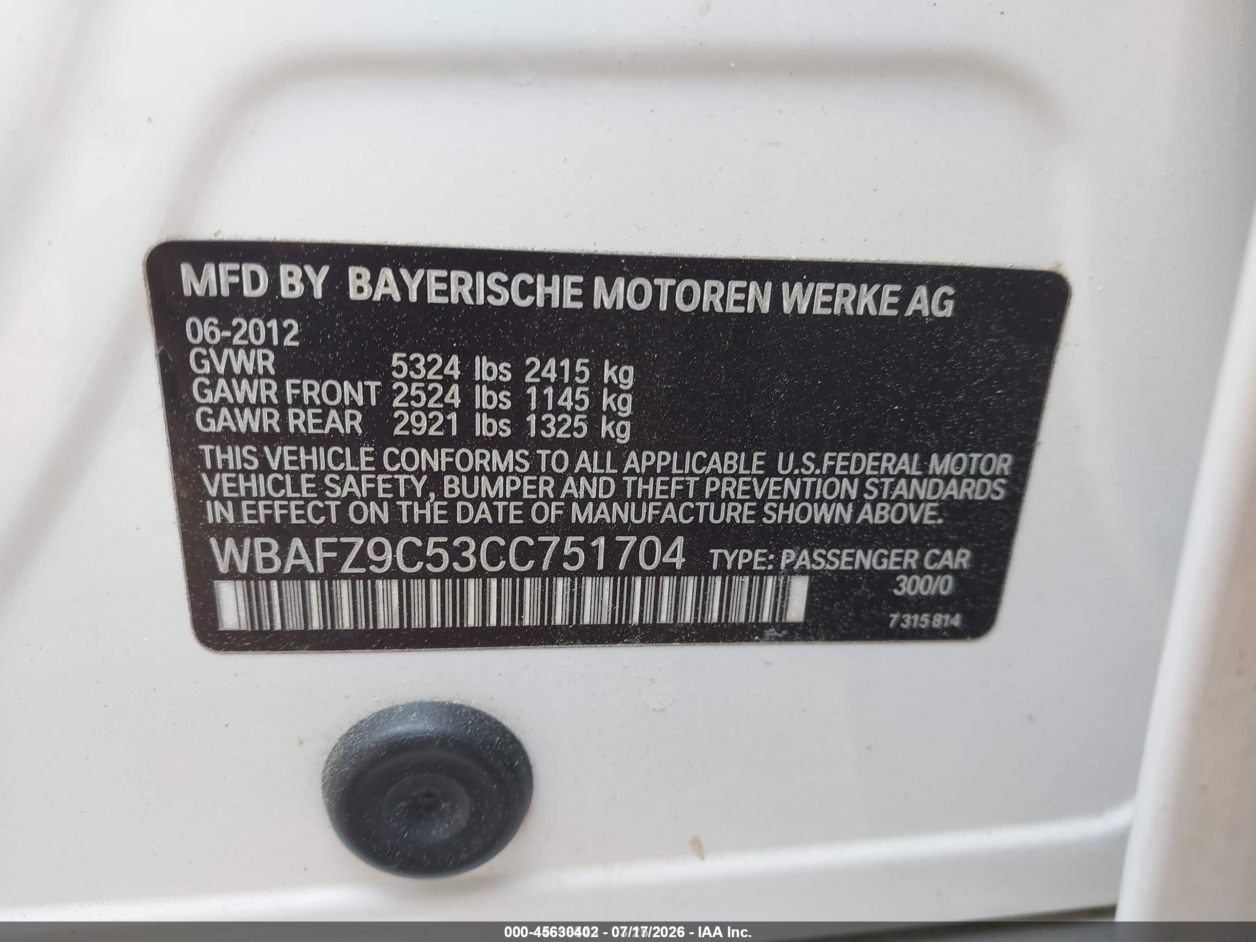 2012 BMW ACTIVEHYBRID 5