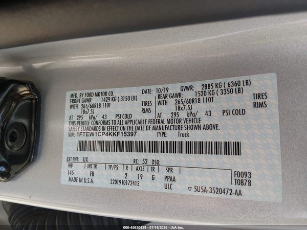 2019 FORD F-150 XLT
