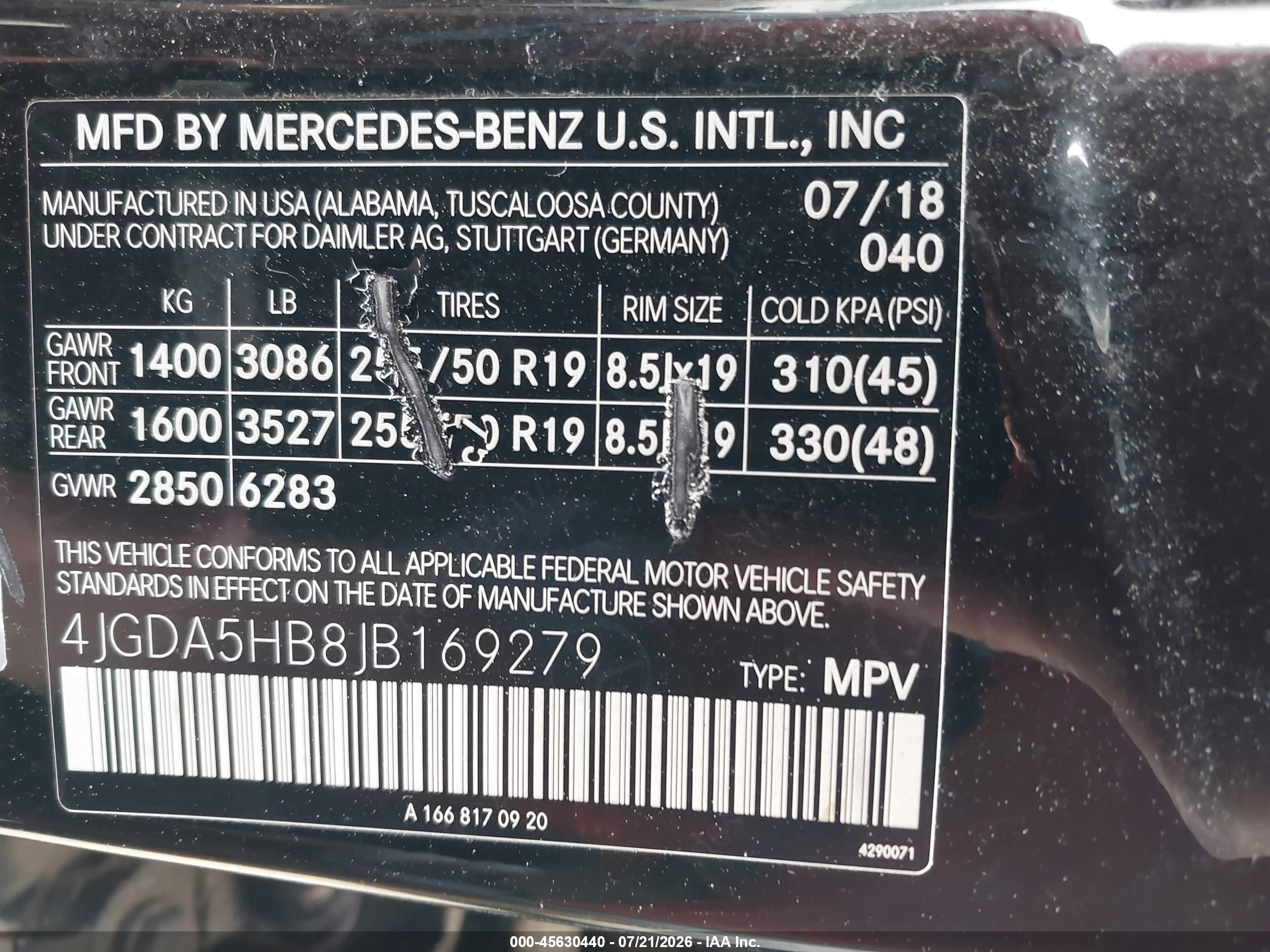 2018 MERCEDES-BENZ GLE 350 4MATIC