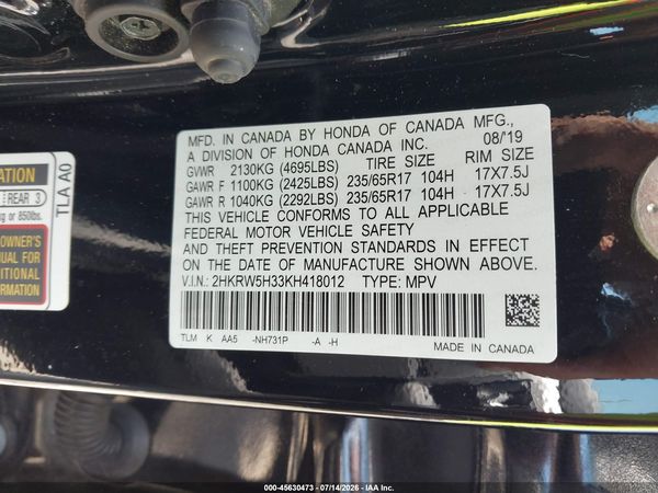 2019 HONDA CR-V LX