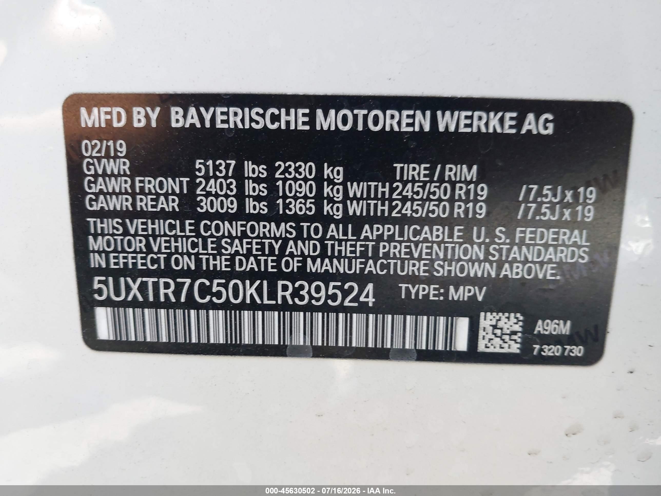 2019 BMW X3 SDRIVE30I