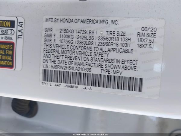 2020 HONDA CR-V AWD EX