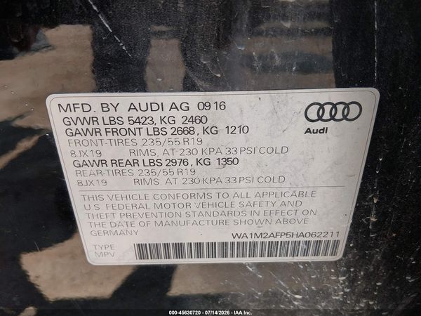 2017 AUDI Q5 2.0T PREMIUM
