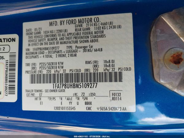 2021 FORD MUSTANG ECOBOOST PREMIUM