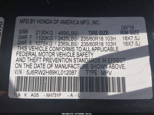 2019 HONDA CR-V EX-L
