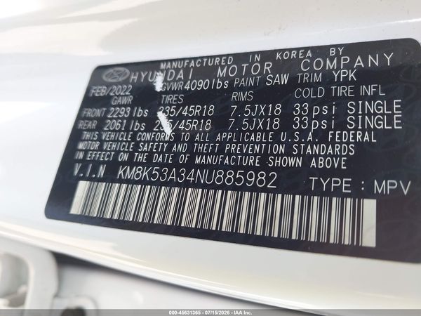 2022 HYUNDAI KONA LIMITED