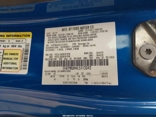 2020 FORD MUSTANG ECOBOOST PREMIUM