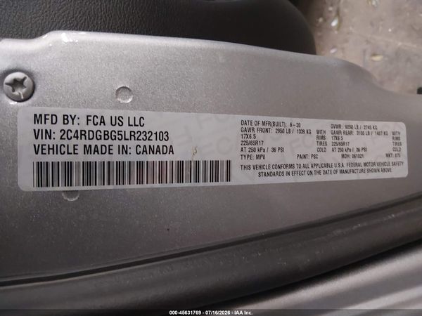2020 DODGE GRAND CARAVAN SE PLUS