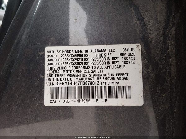 2015 HONDA PILOT EX
