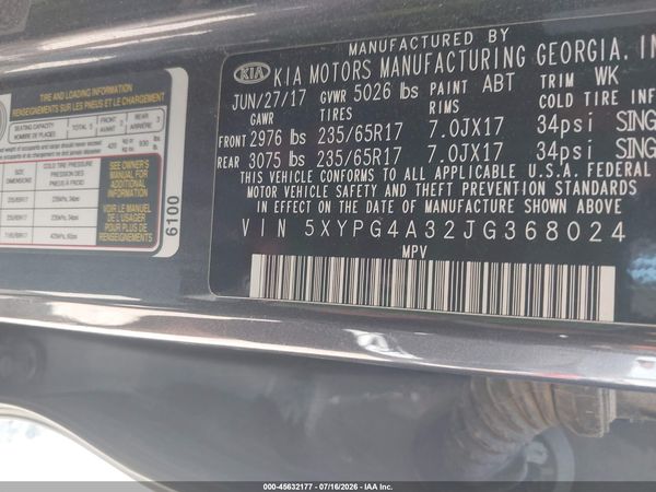 2018 KIA SORENTO 2.4L LX