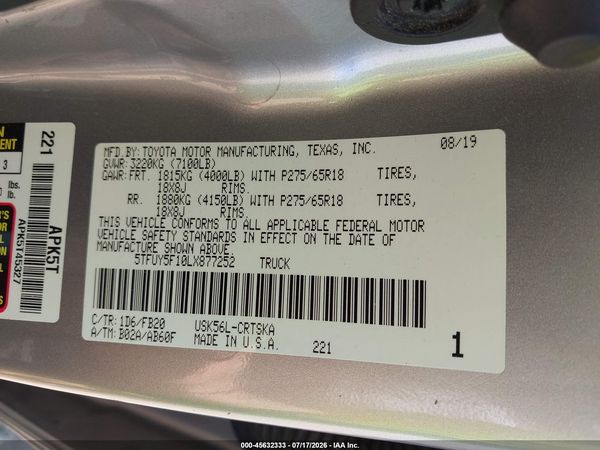 2020 TOYOTA TUNDRA SR5