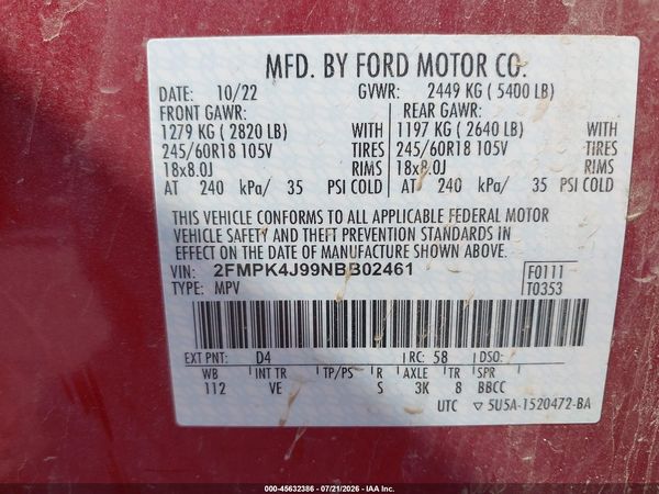 2022 FORD EDGE SEL — I9