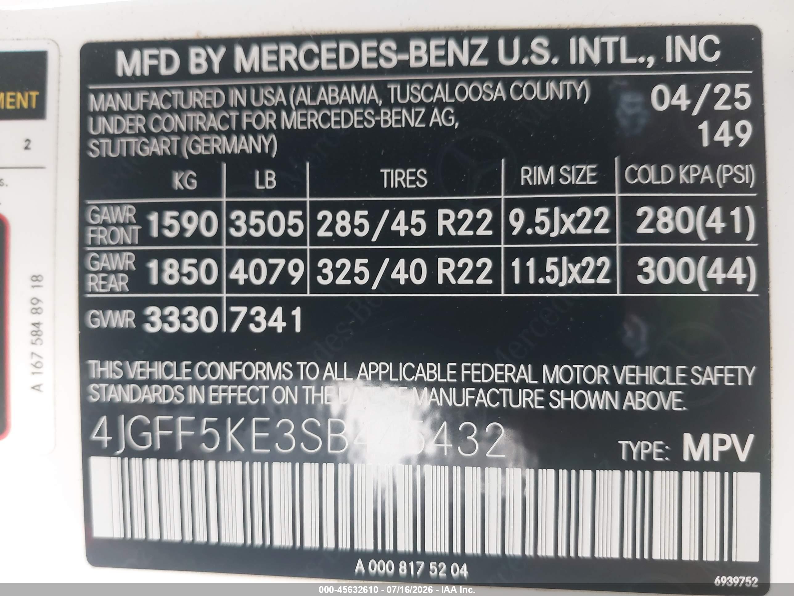 2025 MERCEDES-BENZ GLS 450 4MATIC