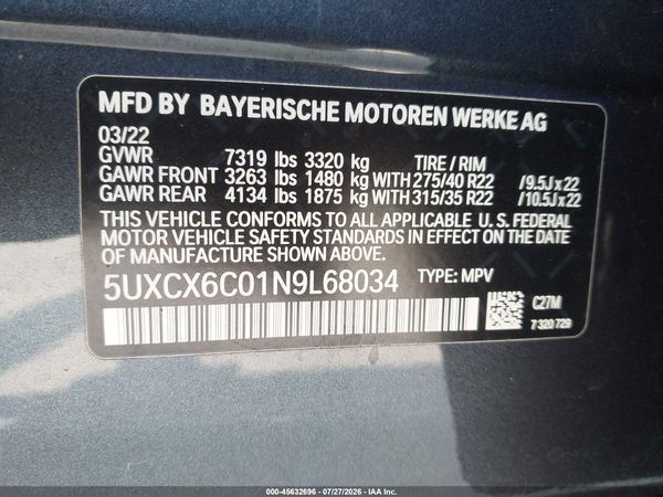 2022 BMW X7 M50I