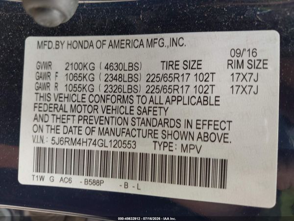 2016 HONDA CR-V EX-L