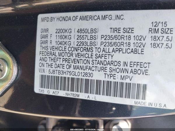 2016 ACURA RDX ADVANCE PACKAGE