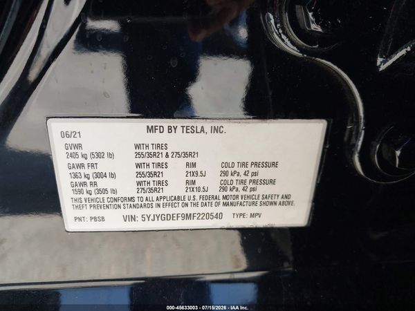 2021 TESLA MODEL Y