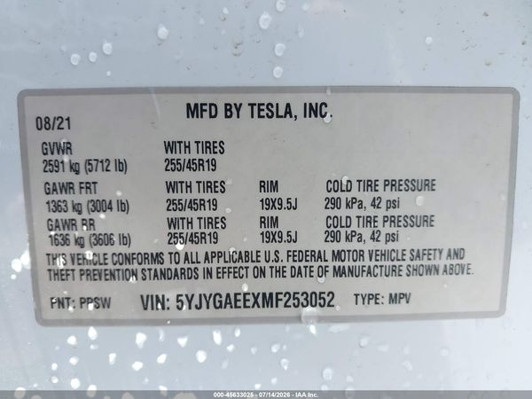 2021 TESLA MODEL Y