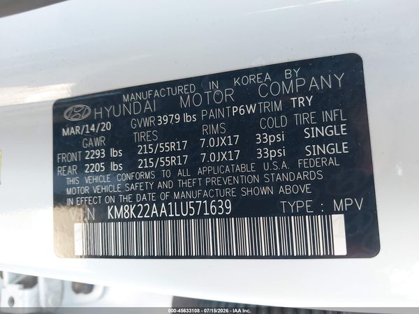 2020 HYUNDAI KONA SEL