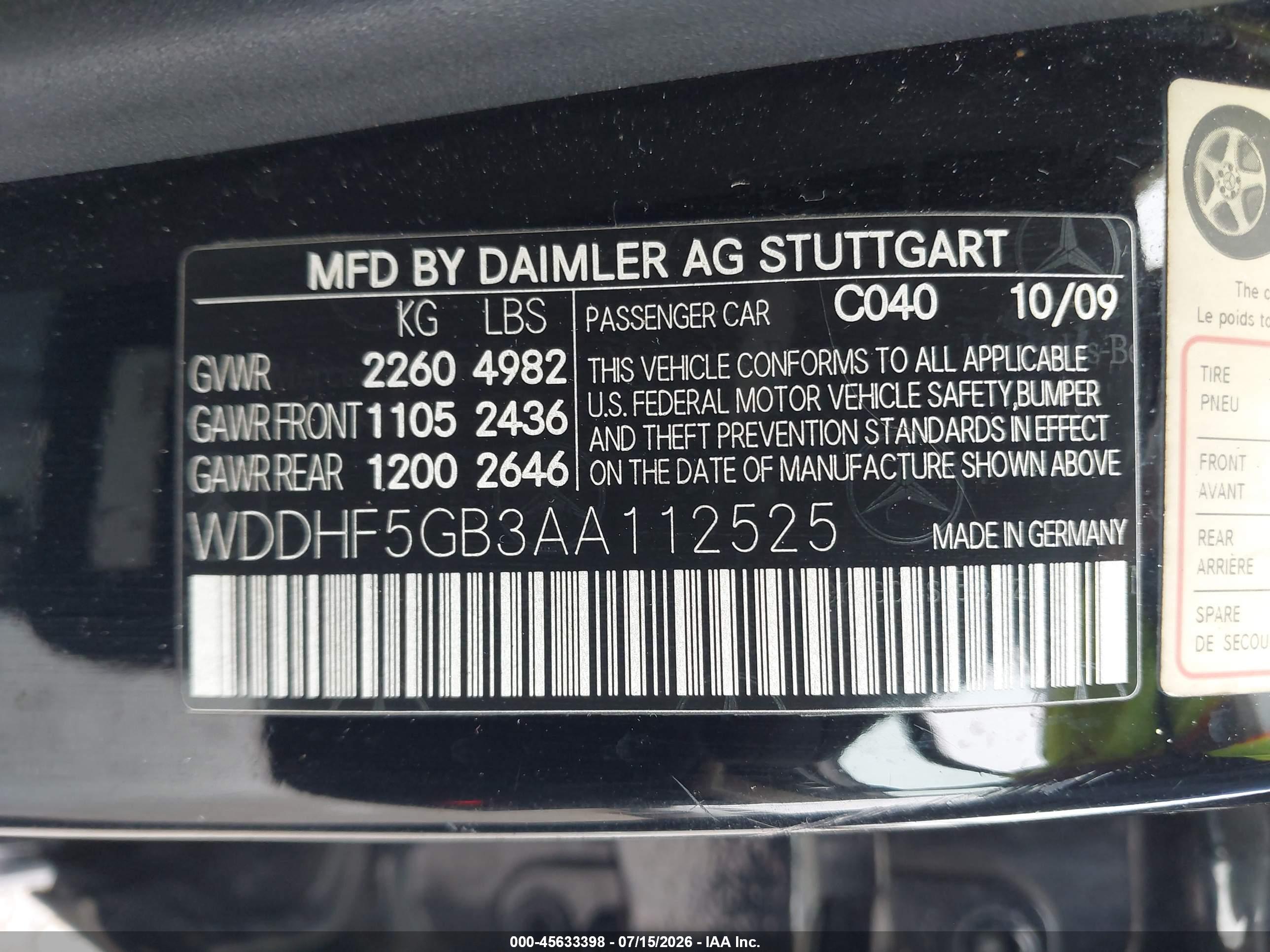 2010 MERCEDES-BENZ E 350 E350