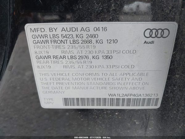 2016 AUDI Q5 2.0T PREMIUM