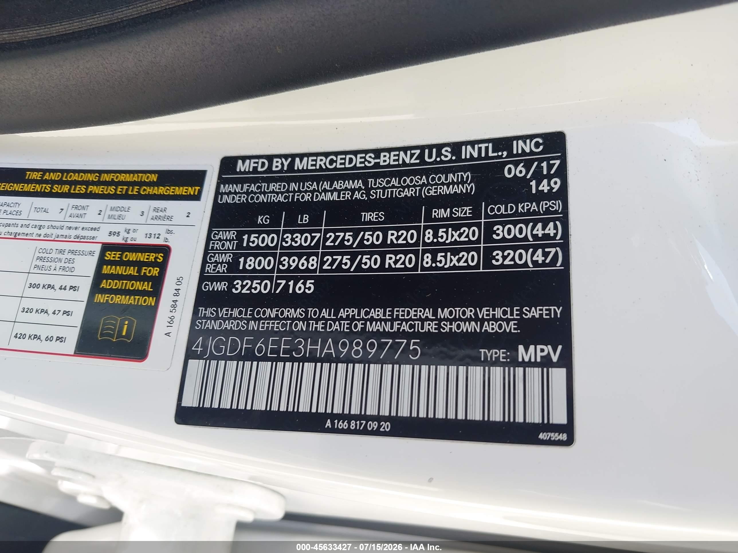 2017 MERCEDES-BENZ GLS 450 4MATIC