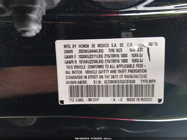 2016 HONDA CR-V LX