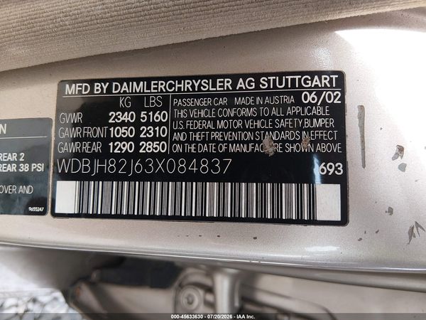 2003 MERCEDES-BENZ E 320 E320 4-Matic