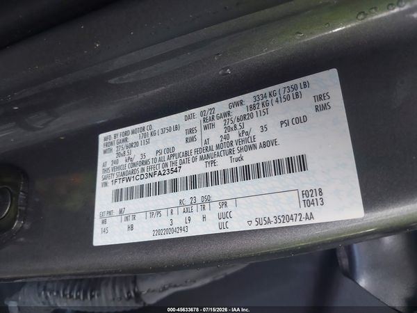 2022 FORD F-150 LARIAT