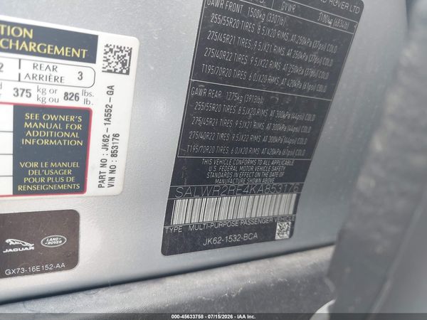 2019 LAND ROVER RANGE ROVER SPORT SUPERCHARGED DYNAMIC
