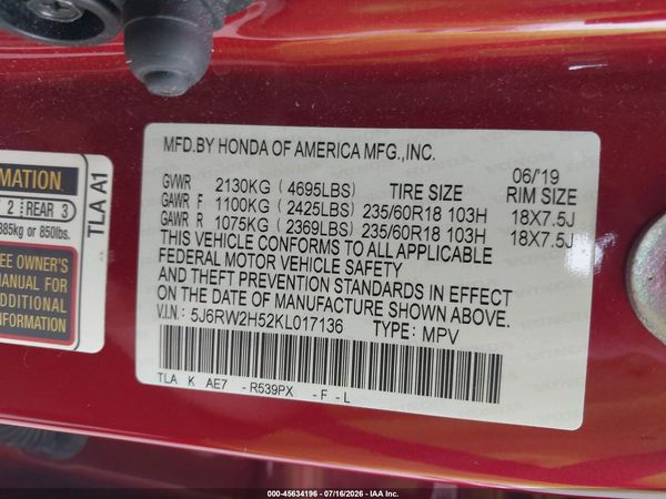 2019 HONDA CR-V EX