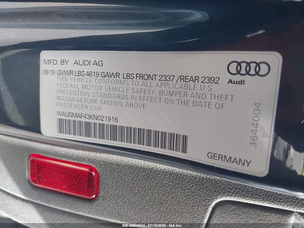 2019 AUDI A4 40 TITANIUM PREMIUM