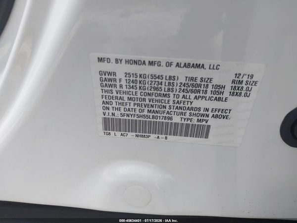 2020 HONDA PILOT 2WD EX-L