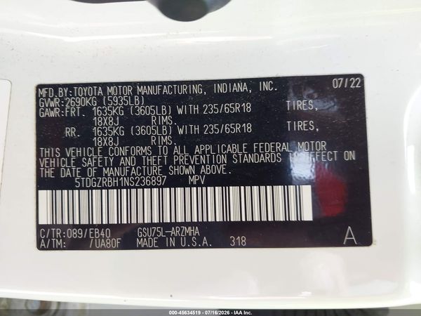 2022 TOYOTA HIGHLANDER XLE