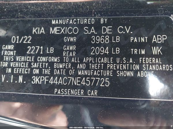 2022 KIA FORTE GT