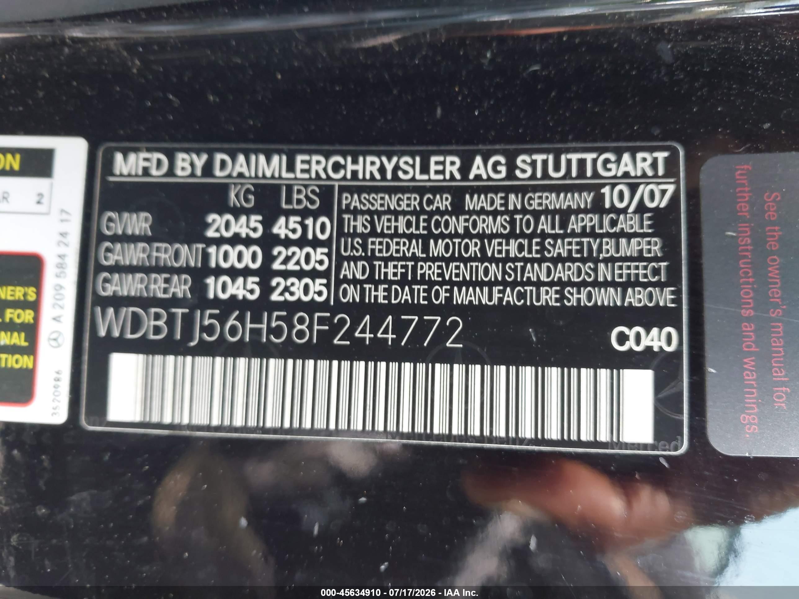 2008 MERCEDES-BENZ CLK 350 CLK350